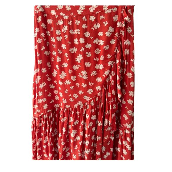 Madewell Ruffle-Wrap Midi Skirt in Happy Hibiscus size 2 - Picture 7 of 12